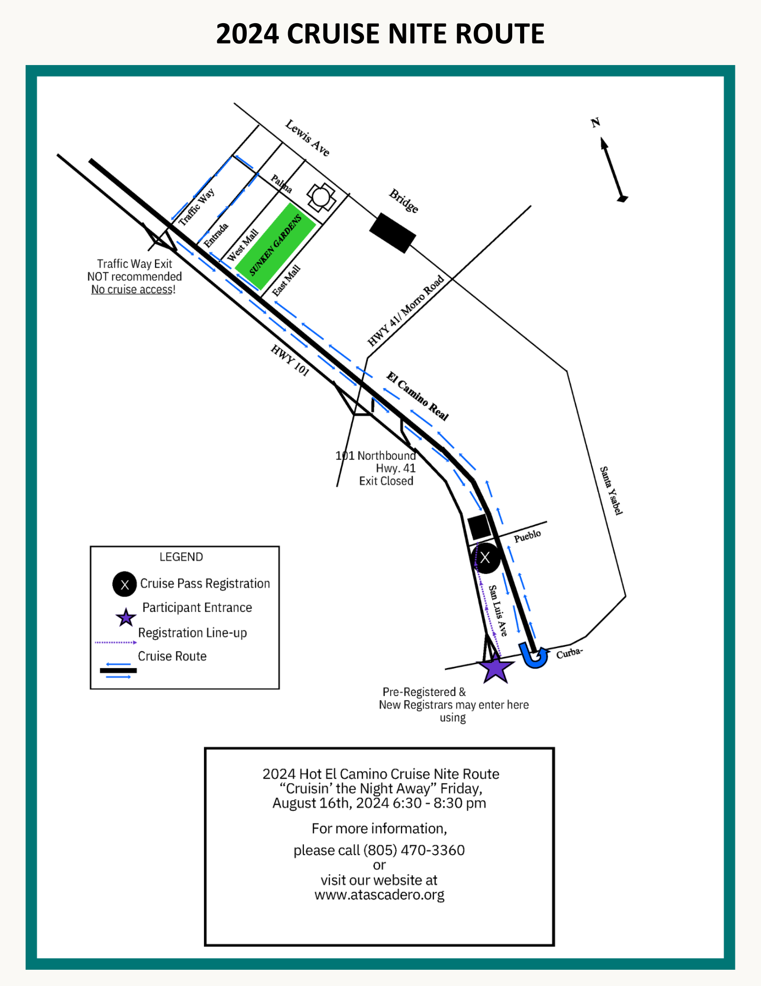 Map of the 2024 Cruise Nite Route