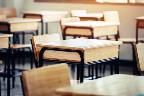 Desks in a classroom