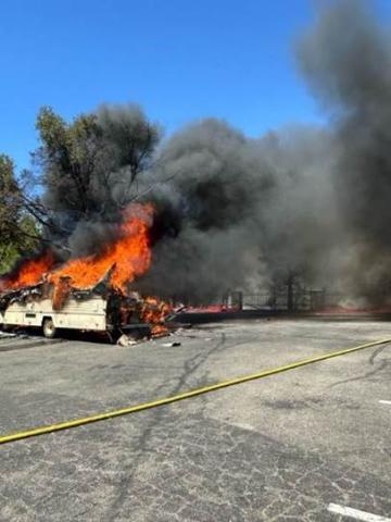 Image of RV on fire