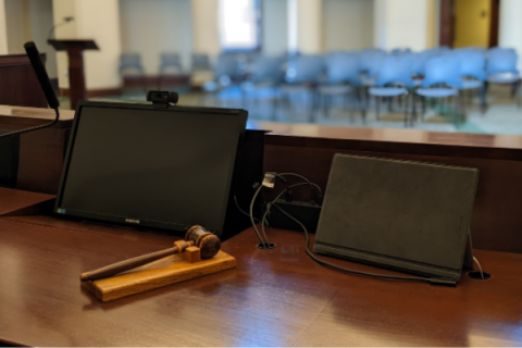 Image from behind the dais in the Atascadero City Hall Council Chambers