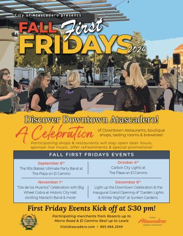 Flyer with the 2024 Fall First Friday event details.