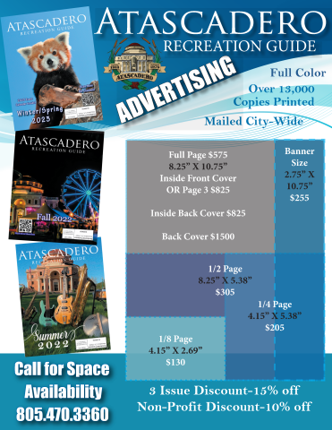 2024 Atascadero Recreation Guide Ad Rate Flyer