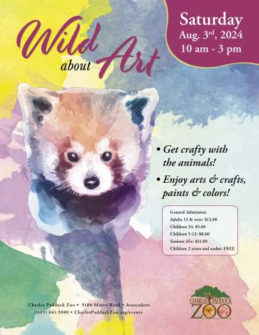 Flyer with the 2024 Wild About Art event details.