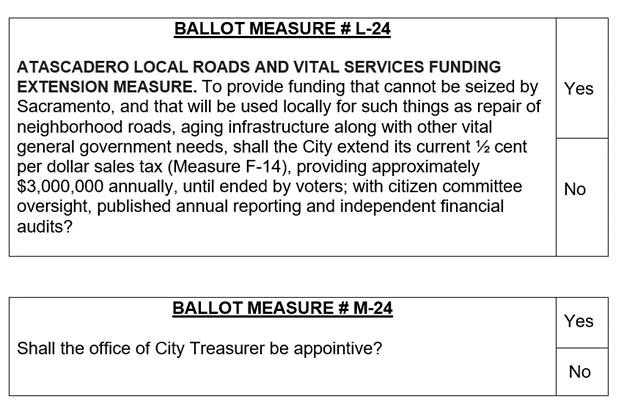 Image of Measures L-24 & M-24 as they will appear on the ballot