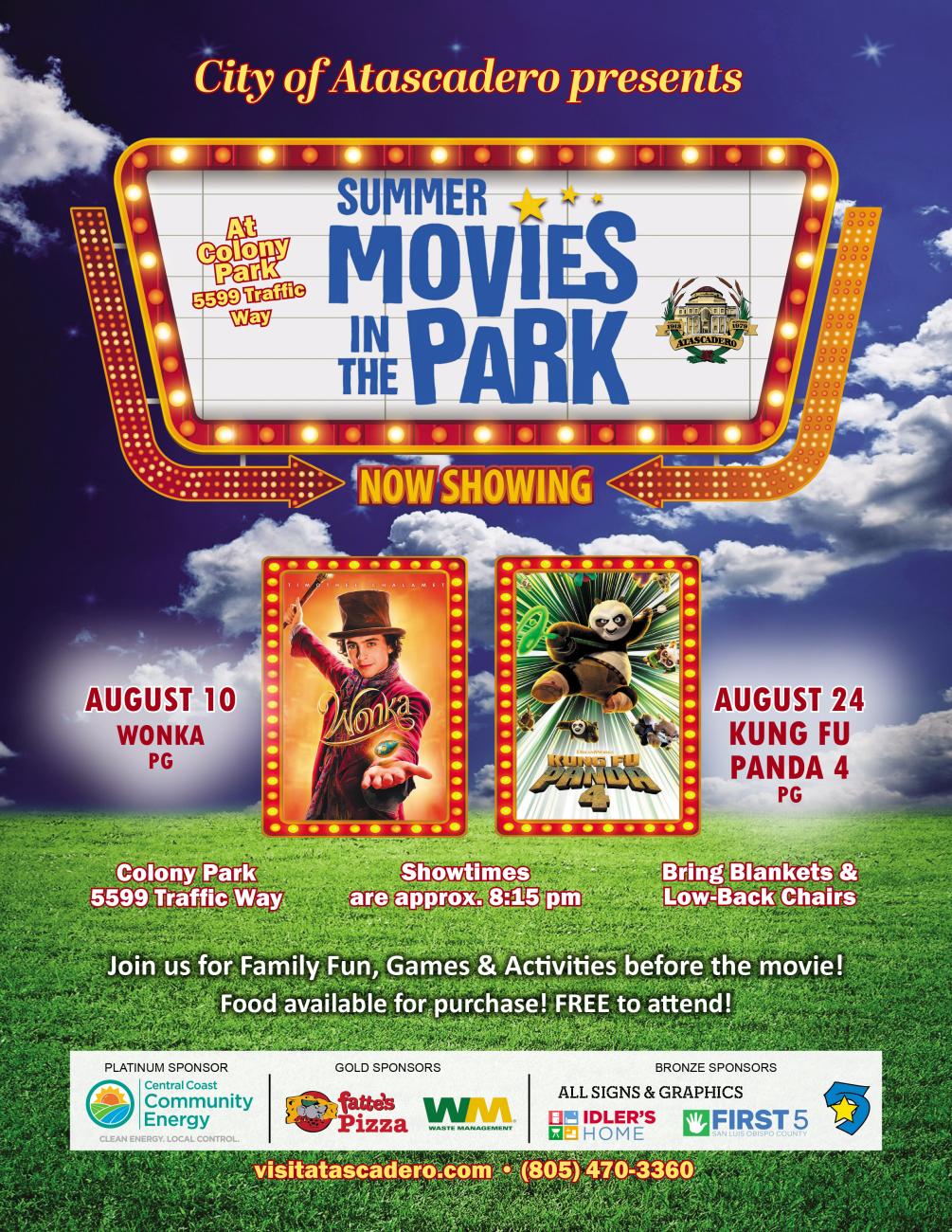 2024 Summer Movies in the Park Flyer